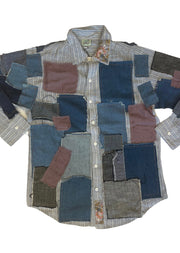 Multi Patch Button-Up Denim Shirt