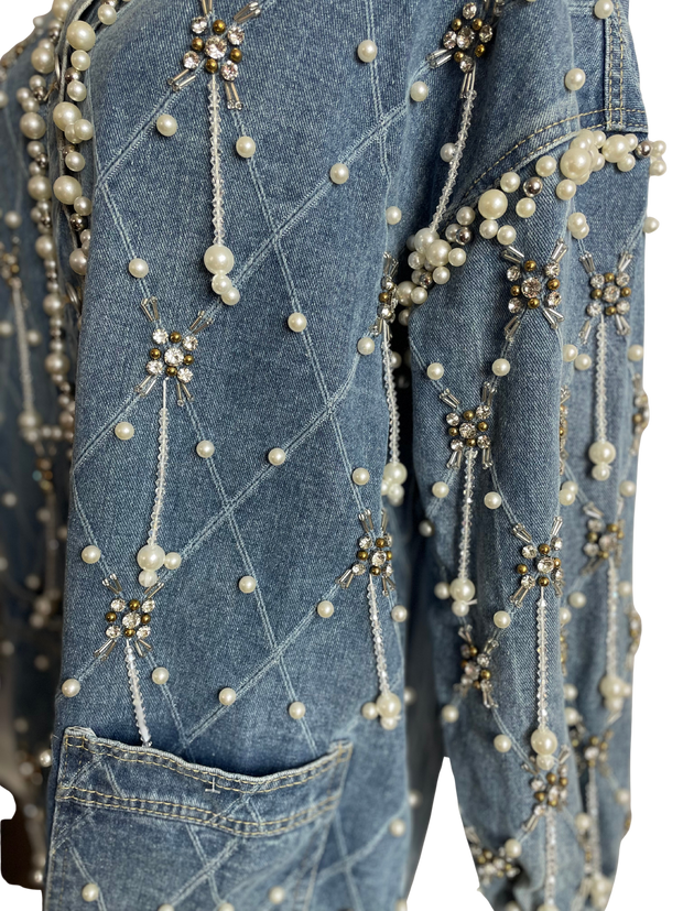 Elaborate Beaded Denim Top