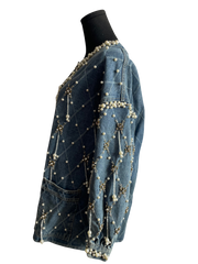 Elaborate Beaded Denim Top