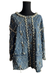 Elaborate Beaded Denim Top