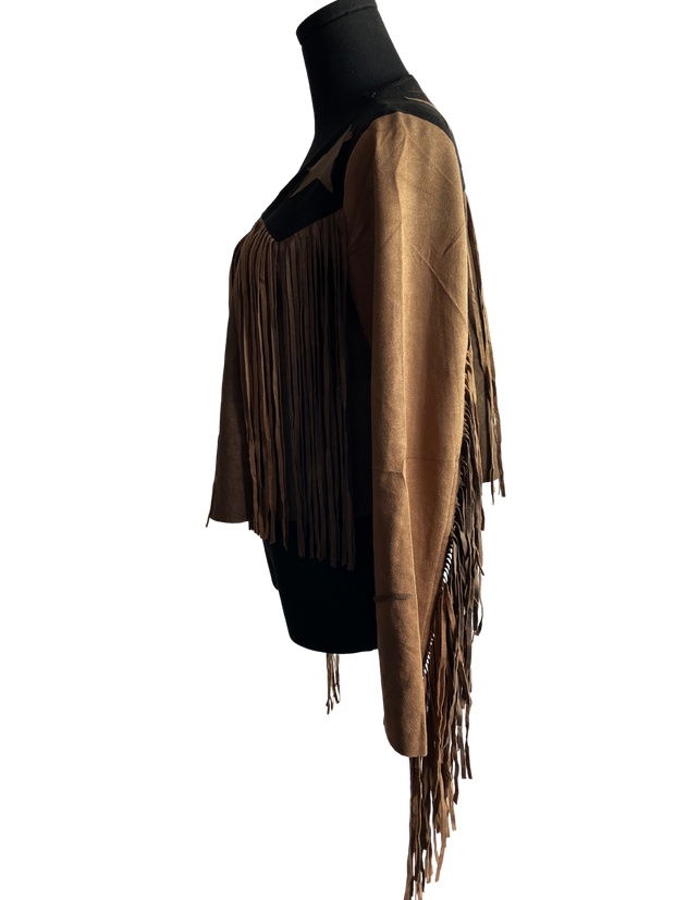 Mocha Trendy Fringe Jacket