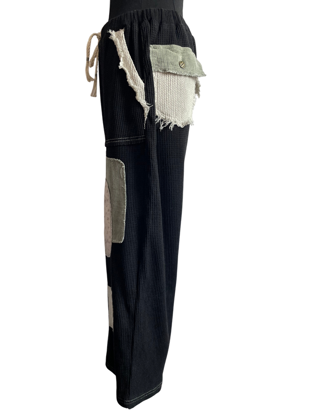Black Patch Stitch Pant