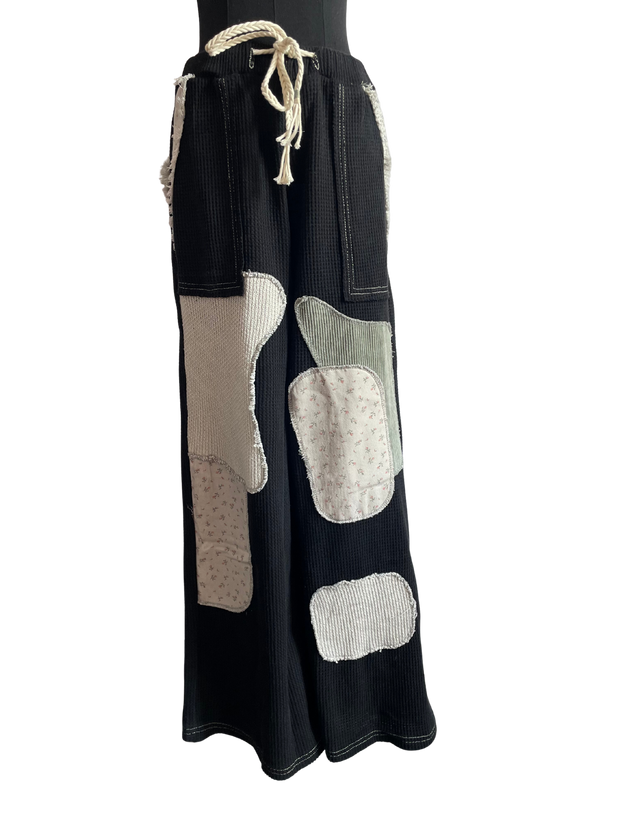 Black Patch Stitch Pant