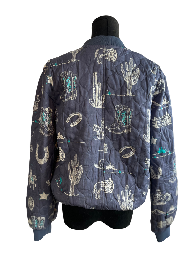 Blue Western Printed Jacket