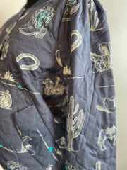 Blue Western Printed Jacket