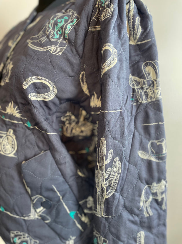 Blue Western Printed Jacket