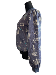 Blue Western Printed Jacket