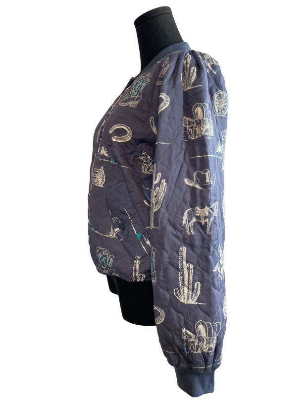 Blue Western Printed Jacket