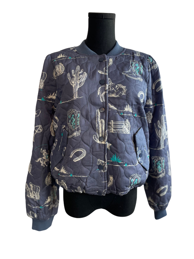 Blue Western Printed Jacket