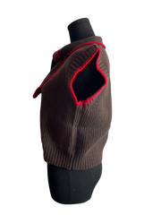 Charcoal/Red Bold Buttons Sleeveless Sweater