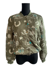 Olive Western Printed Jacket