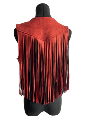 Crimson Trendy Fringe Vest