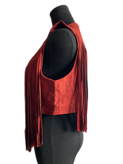 Crimson Trendy Fringe Vest