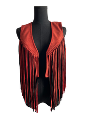 Crimson Trendy Fringe Vest