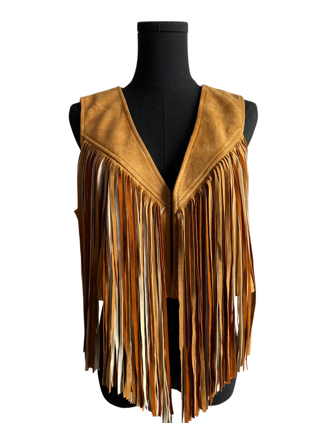Camel Trendy Fringe Vest