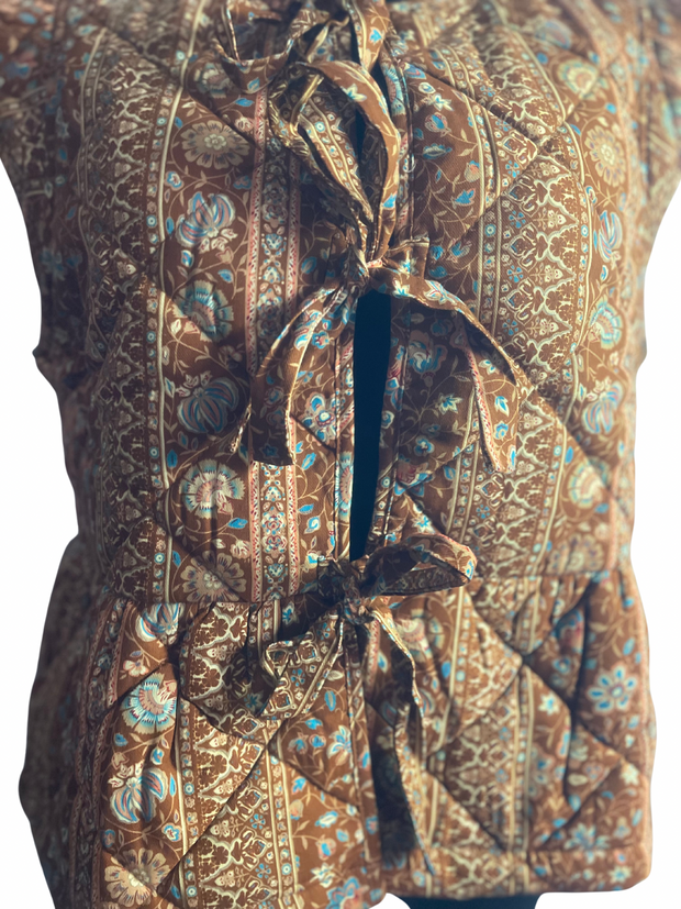Multi-Colored Floral Quilted Vest