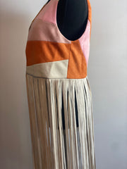 Color Block Fringe Vest