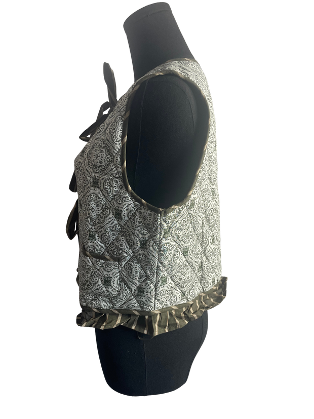 Quilted Olive Paisley Vest