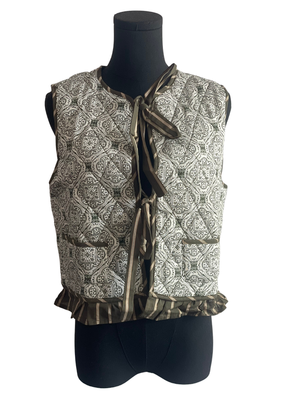 Quilted Olive Paisley Vest