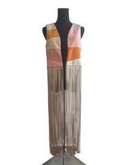 Color Block Fringe Vest